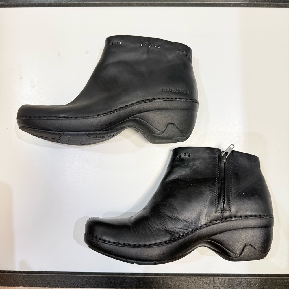 Patagonia Better Clog Leather Ankle Boots Black 7